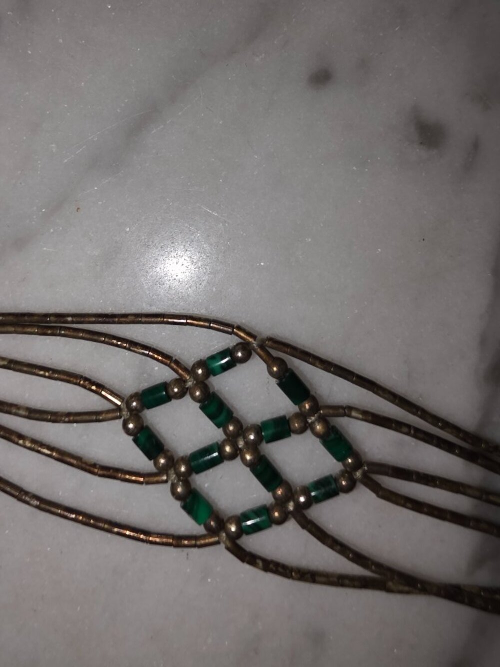 Vintage Holly Yashi Multi-Strand Wire Bracelet Green Accents Appalachian Spring